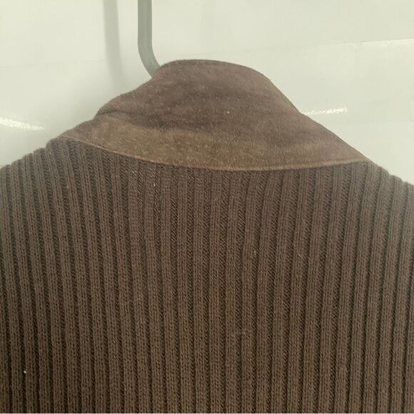 Chico’s Size L (Chicos 2) Brown Suede and Sweater Zip Front Vest - Picture 8 of 10